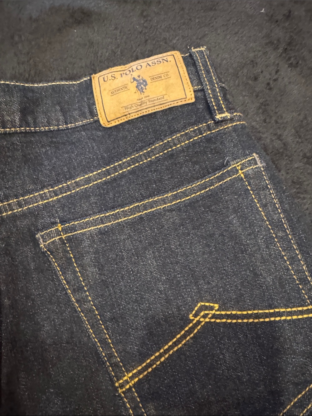 U.S. Polo Assn. Dark Indigo Jeans with Gold Stitching - Picture 7 of 8